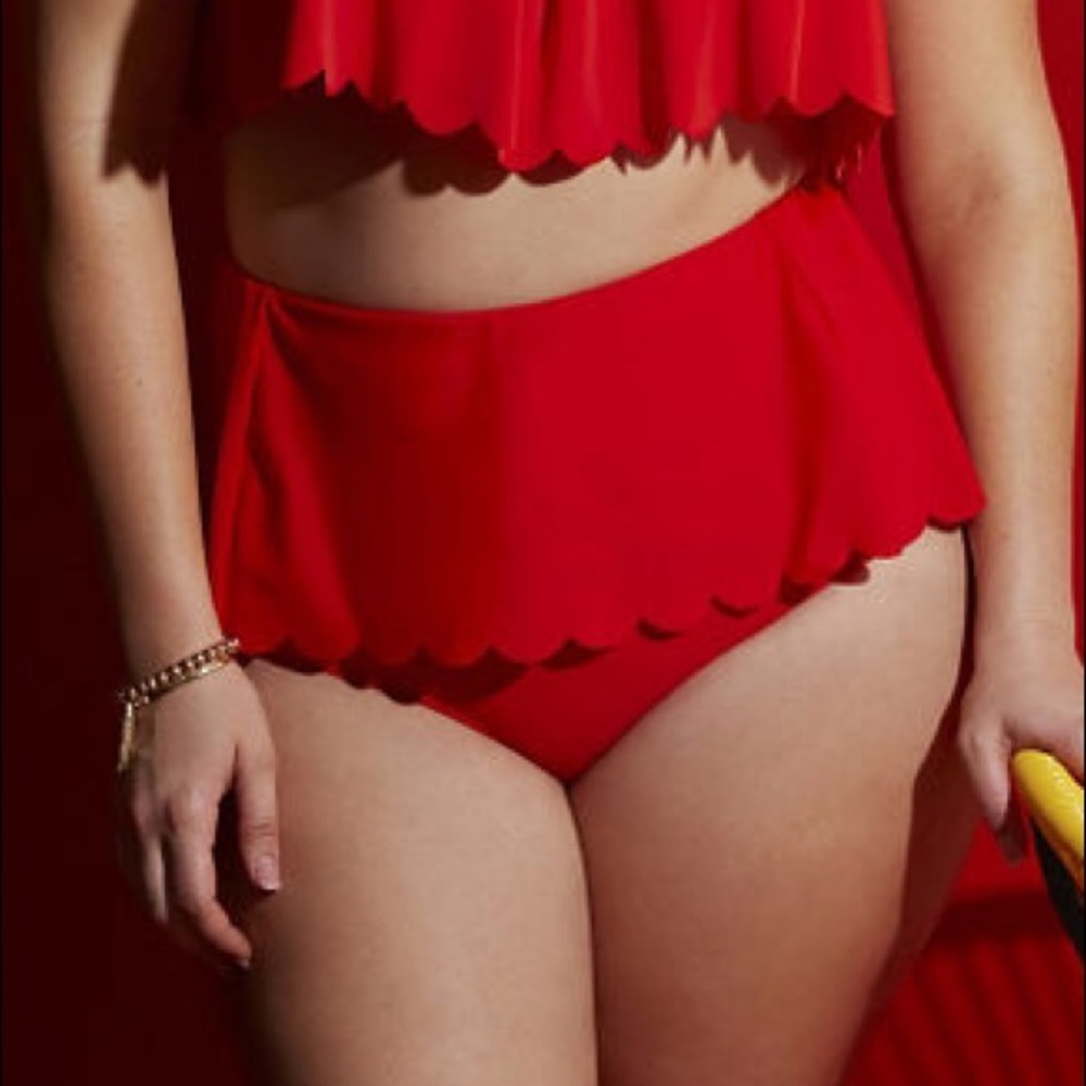 Swim Bottom Lela Rose forCacique w Scalloped Skirt